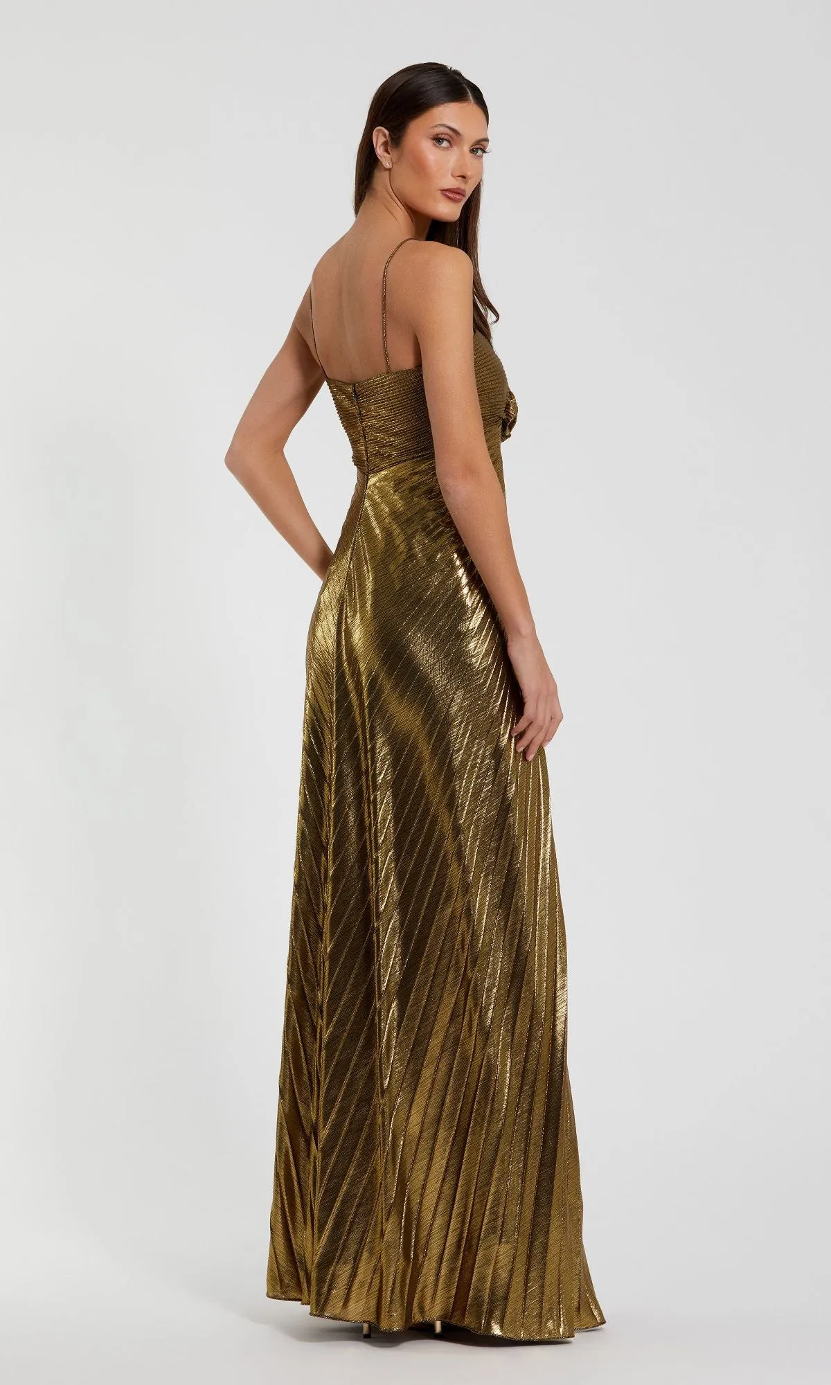 Metallic Gold Long Prom Dress: Mac Duggal 49905 sold by PromGirl product image thumbnail 2