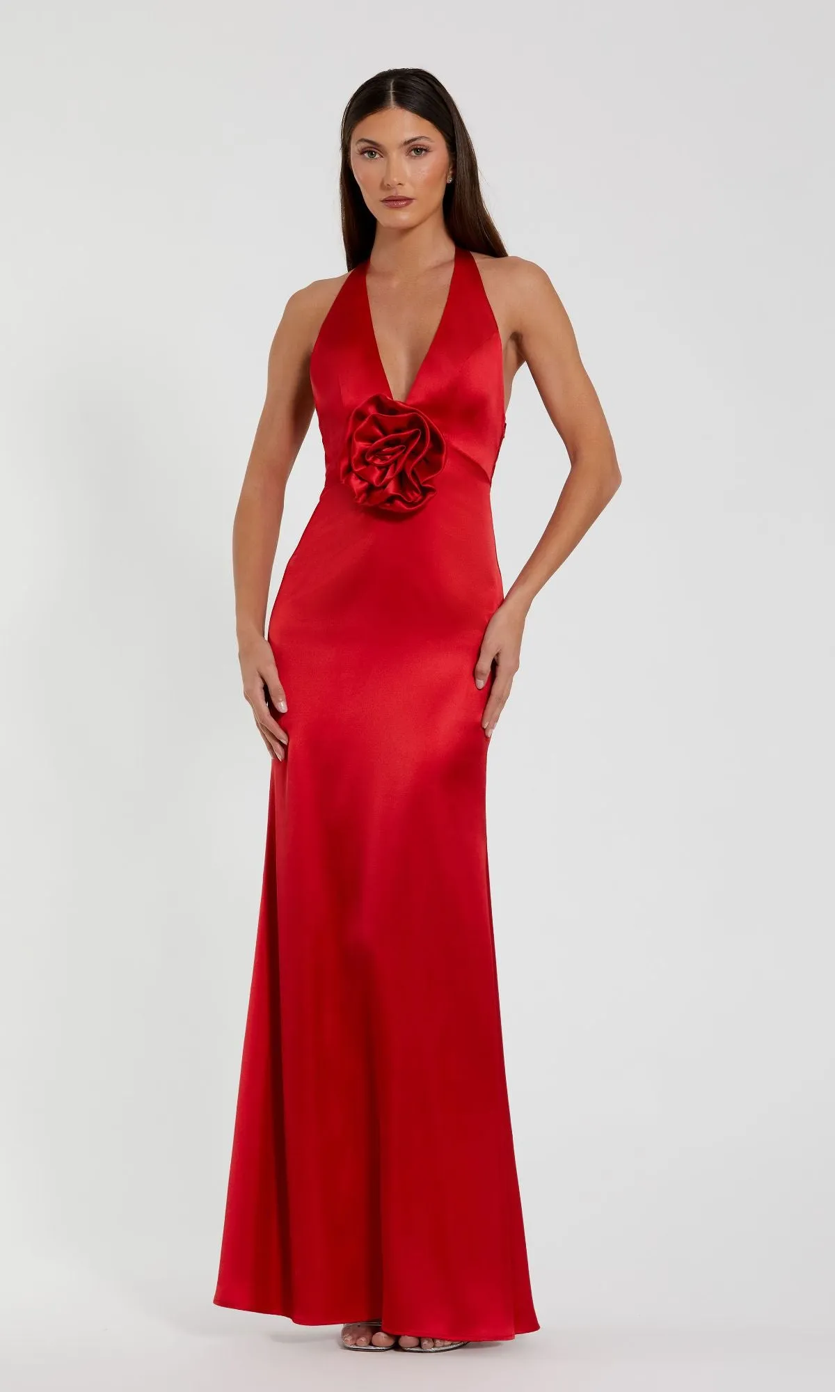 Open-Back Long Halter Prom Dress: Mac Duggal 49913 sold by PromGirl