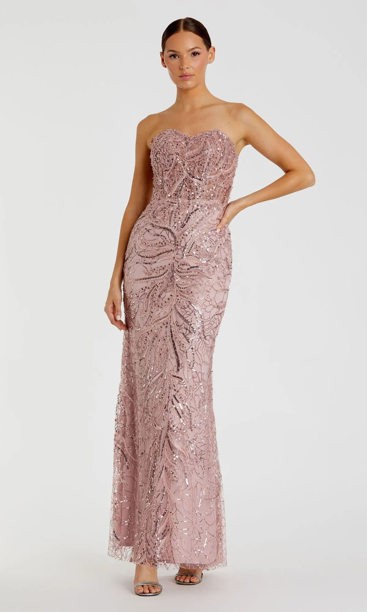 Strapless Long Beaded Prom Dress: Mac Duggal 20544 sold by PromGirl