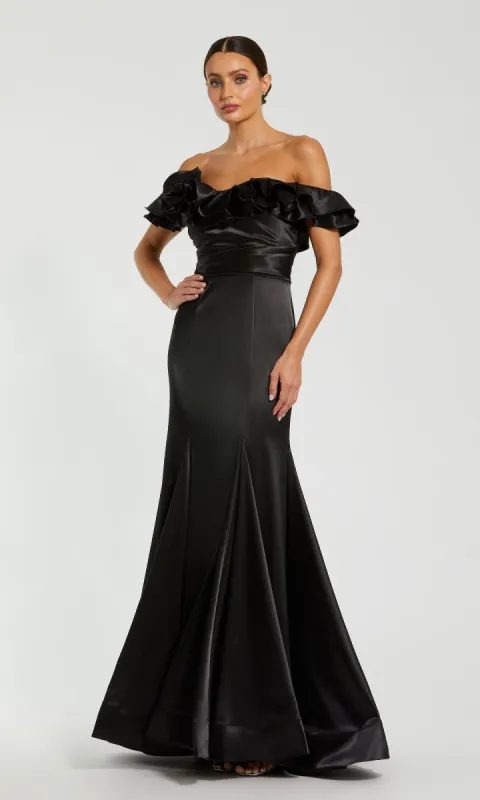 Ruffled Long Satin Prom Dress: Mac Duggal 49834 sold by PromGirl
