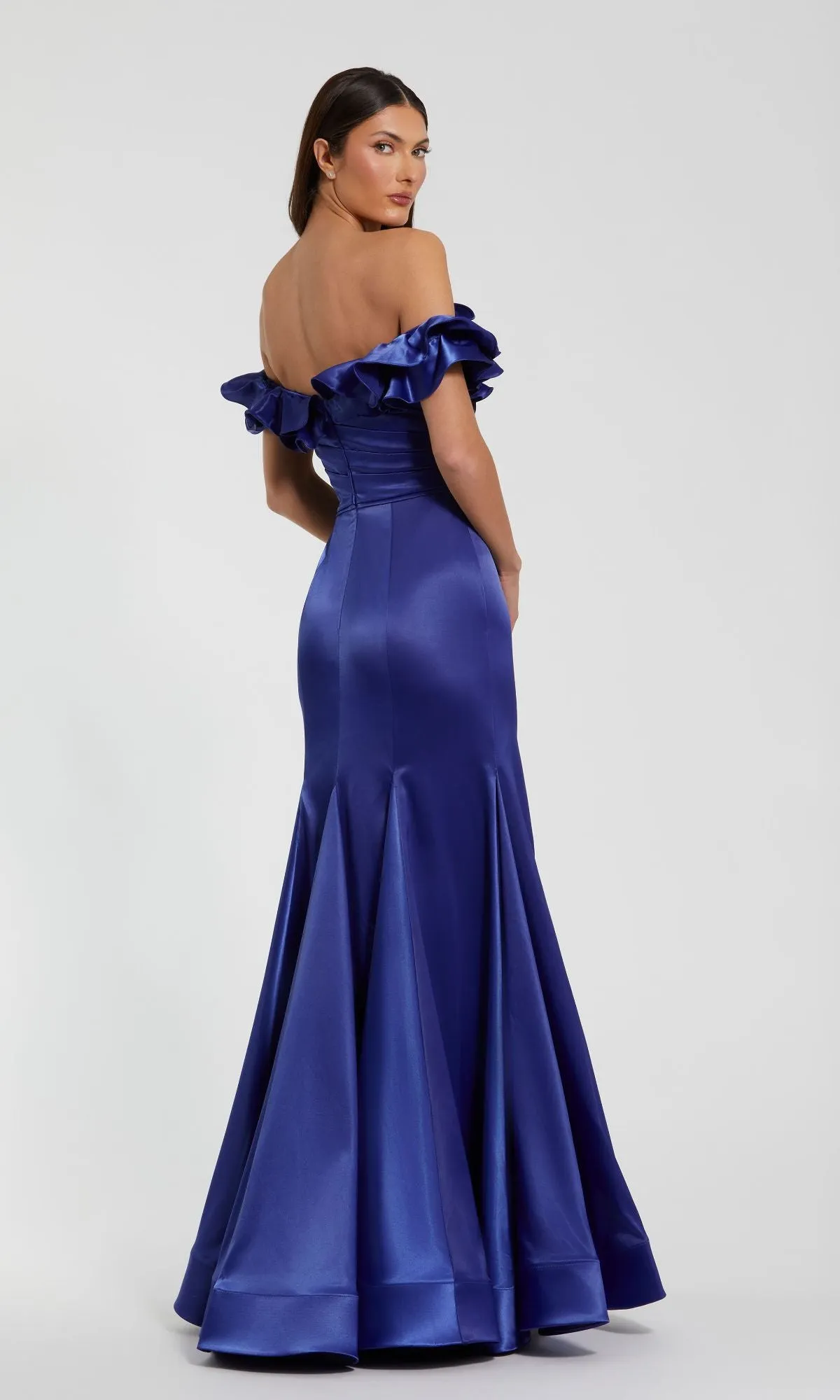 Ruffled Long Satin Prom Dress: Mac Duggal 49834 sold by PromGirl product image thumbnail 5
