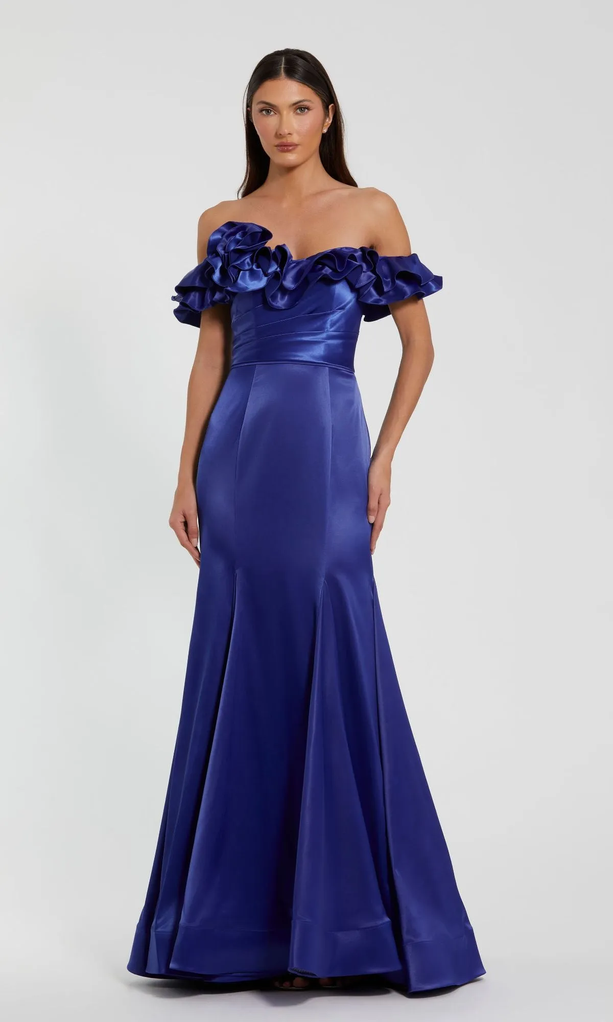 Ruffled Long Satin Prom Dress: Mac Duggal 49834 sold by PromGirl product image thumbnail 3