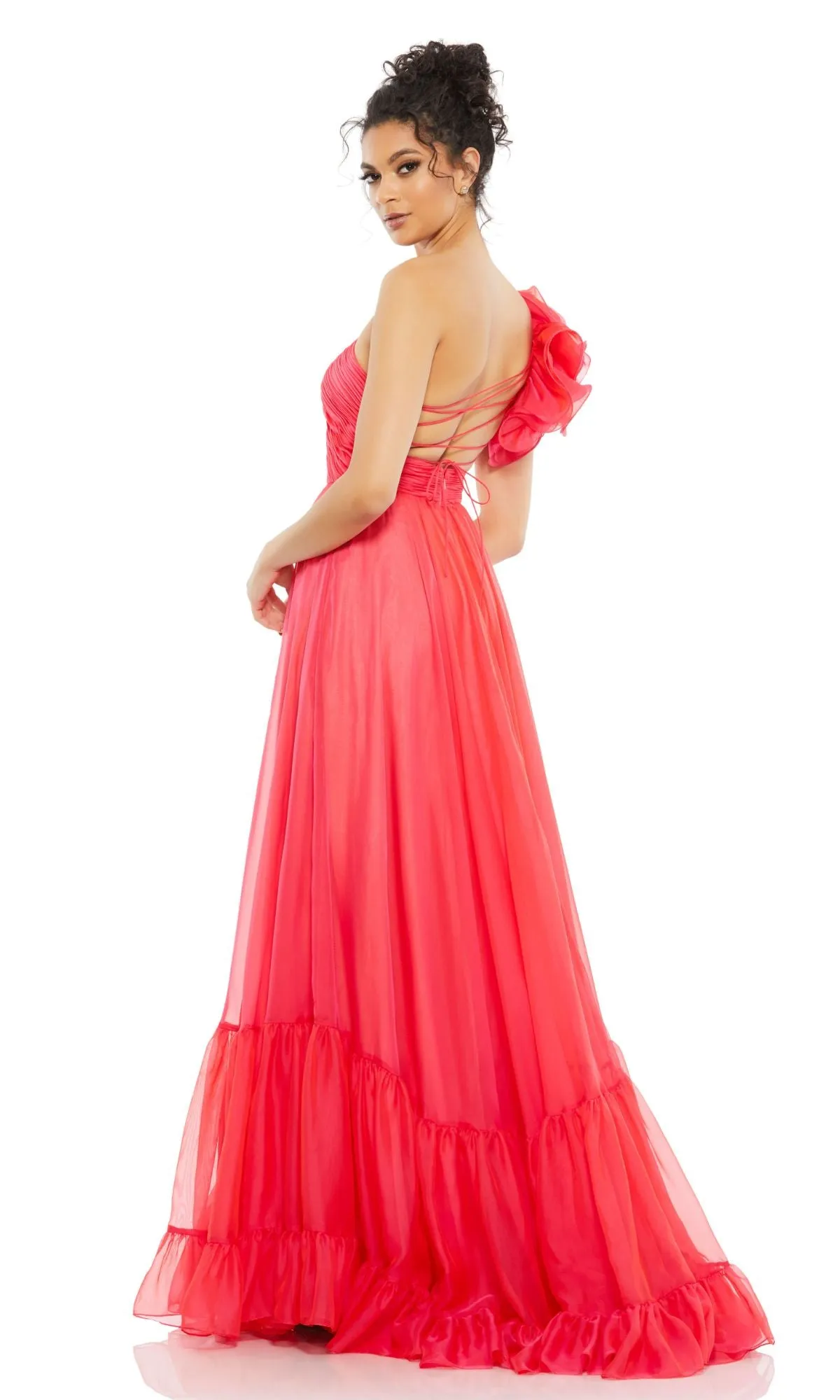 One-Shoulder Hot Pink Prom Gown: Mac Duggal A67941 sold by PromGirl product image thumbnail 2
