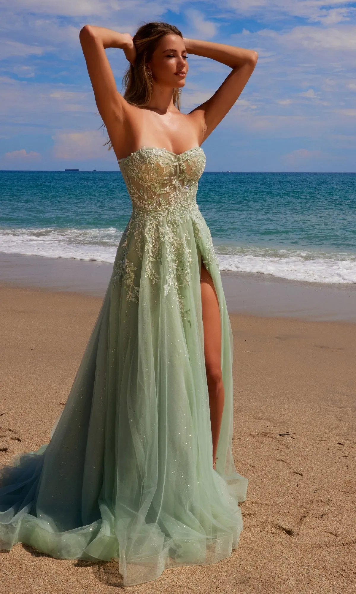 Strapless Long Prom Ball Gown: Nox Anabel G1371 sold by PromGirl product image thumbnail 3