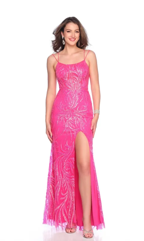 Hot Pink Prom Dress: Dave & Johnny 12319 sold by PromGirl