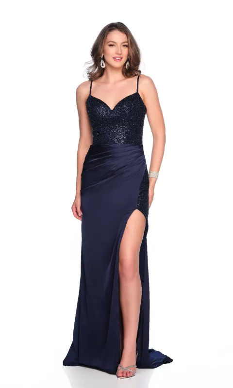Navy Blue Prom Dress: Dave & Johnny 12249 sold by PromGirl