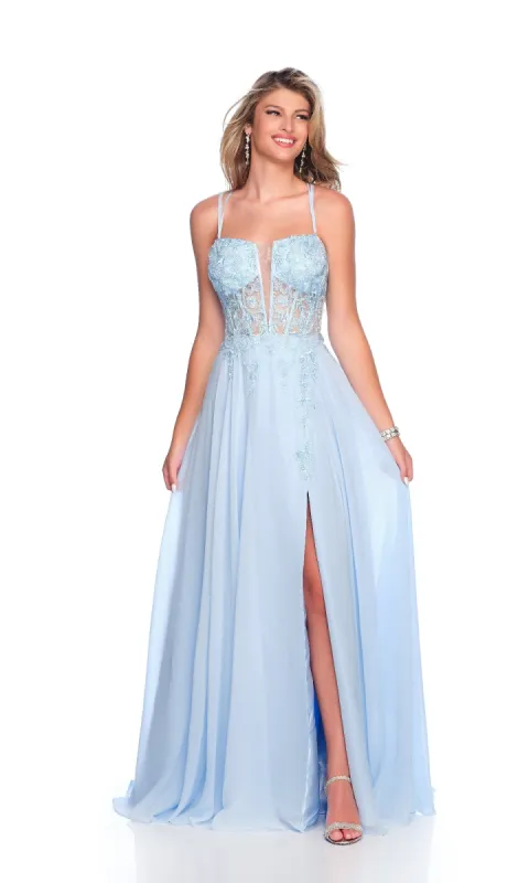 Blue Long Prom Dress: Dave & Johnny 12211 sold by PromGirl