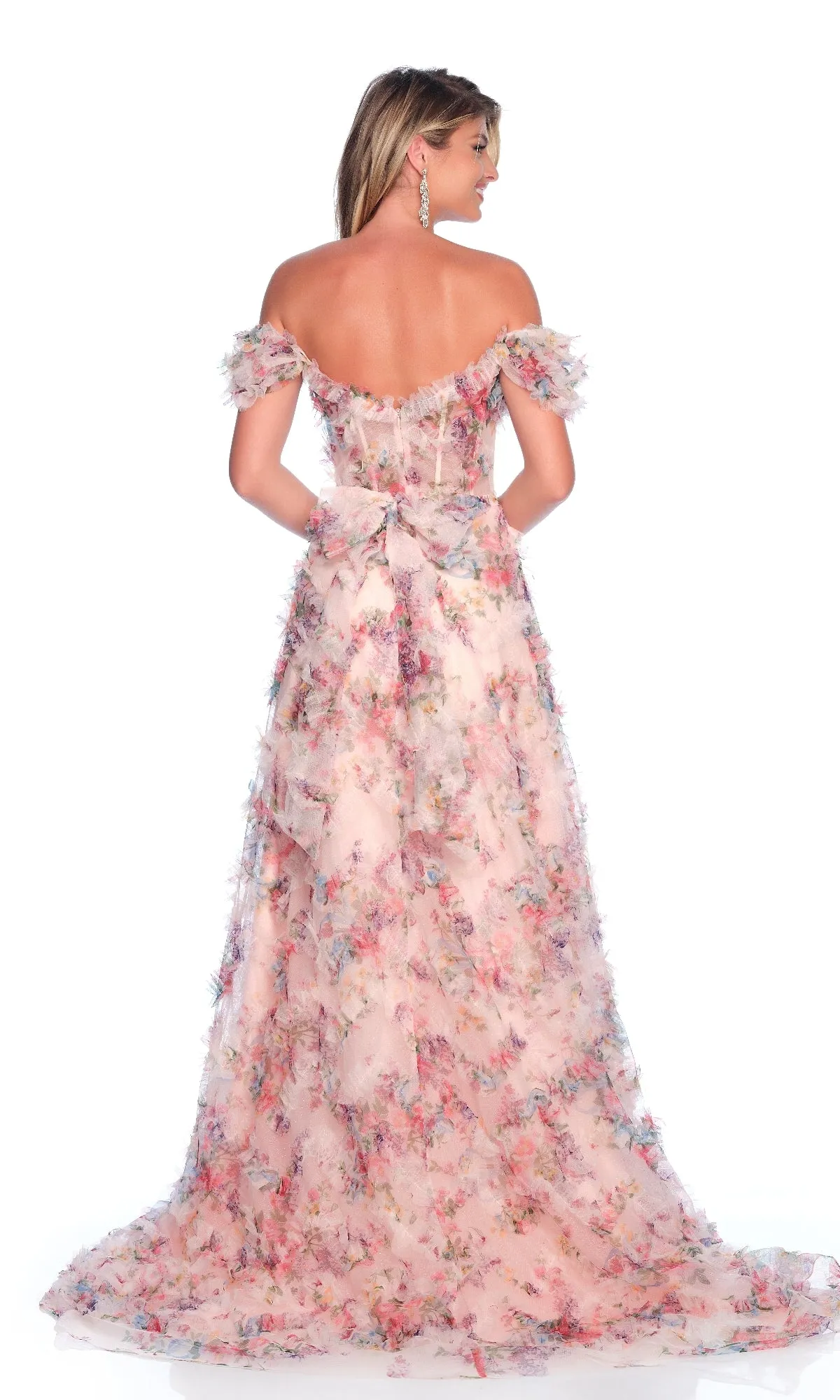Pink Floral Prom Dress: Dave & Johnny 12210 sold by PromGirl product image thumbnail 2