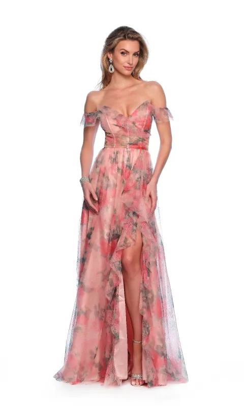 Floral Print Prom Dress: Dave & Johnny 12076 sold by PromGirl