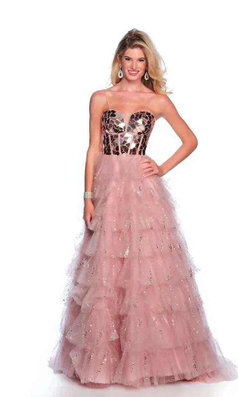 Rose Pink Prom Dress: Dave & Johnny 12037 sold by PromGirl