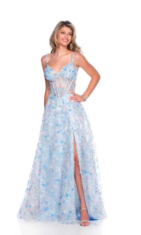 Ice Blue A-Line Prom Dress: Dave & Johnny 12017 sold by PromGirl