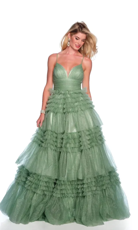 Green Glitter Prom Dress: Dave & Johnny 11994 sold by PromGirl
