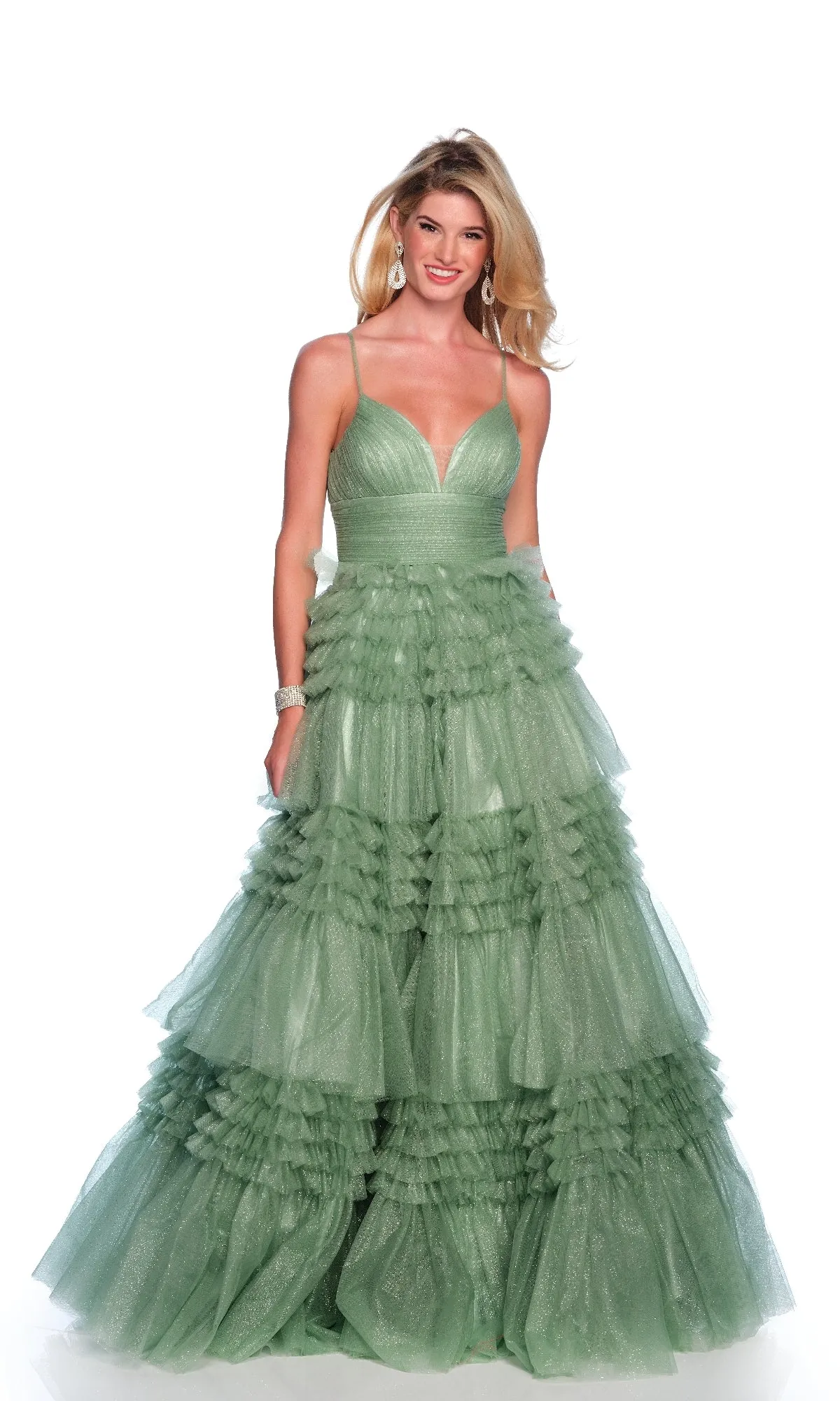 Green Glitter Prom Dress: Dave & Johnny 11994 sold by PromGirl product image thumbnail 3
