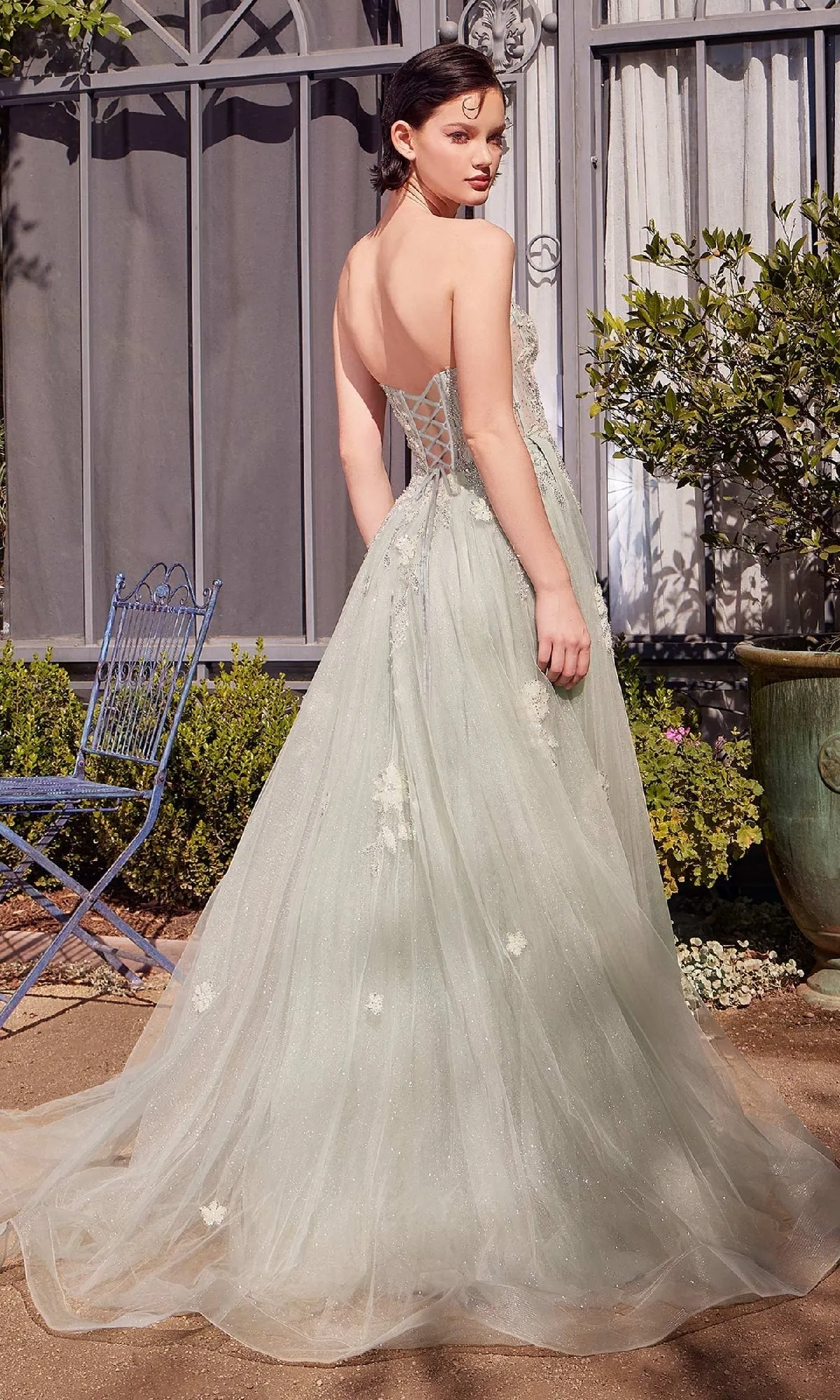 Sage Green Prom Ball Gown: Andrea & Leo A1418 sold by PromGirl product image thumbnail 2