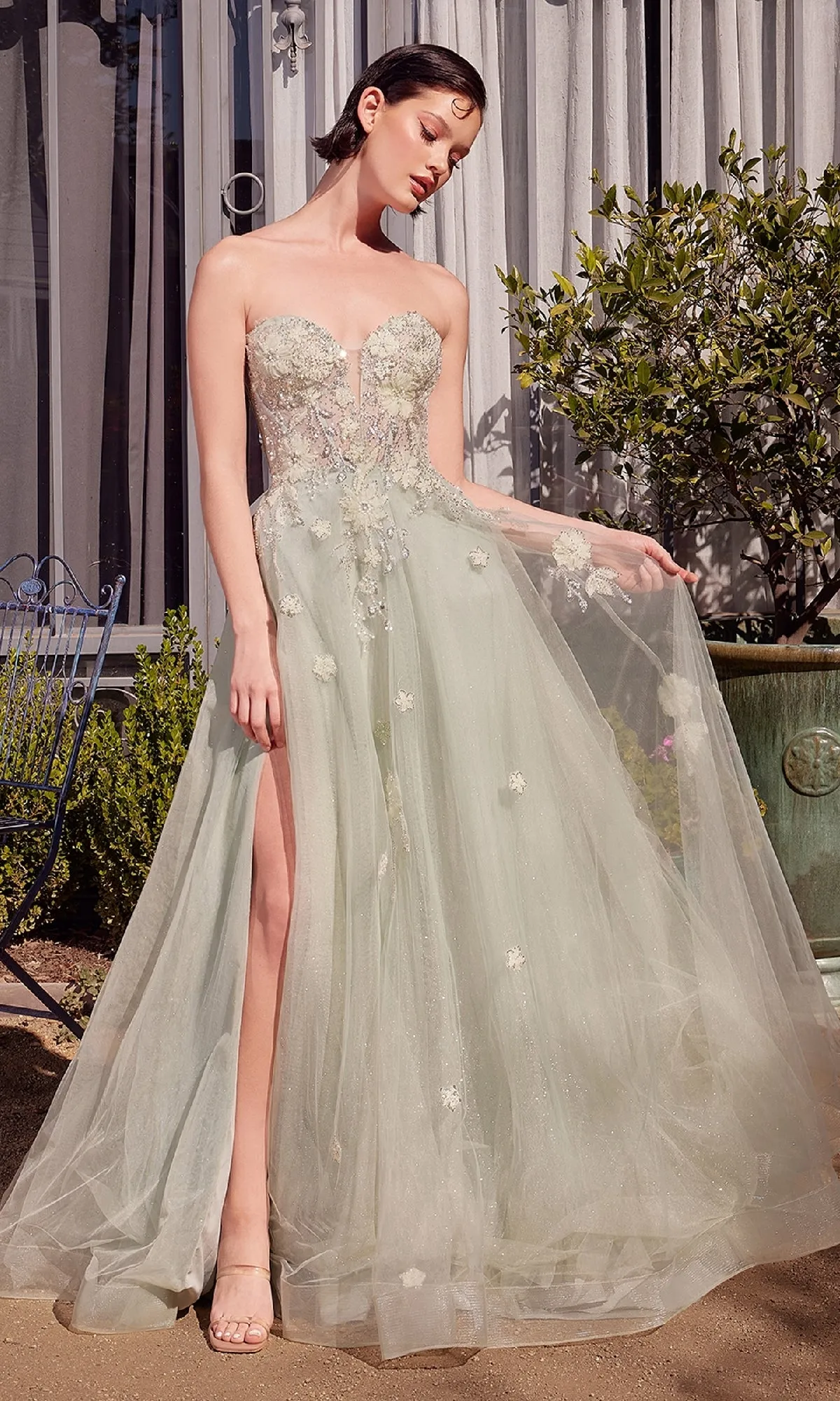 Sage Green Prom Ball Gown: Andrea & Leo A1418 sold by PromGirl