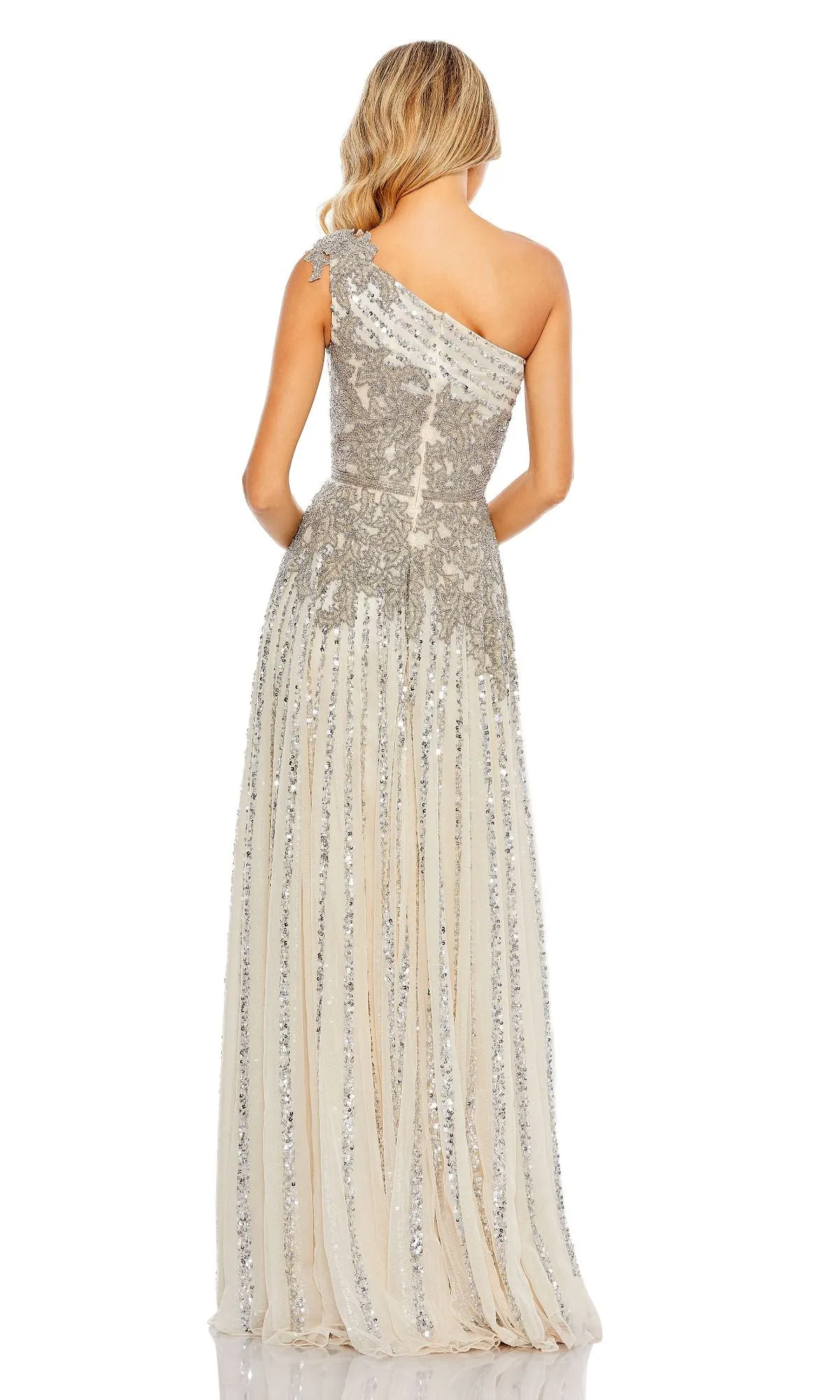 Beaded Long Silver Prom Gown: Mac Duggal 5679 sold by PromGirl product image thumbnail 2