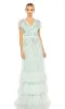 Short Sleeve Ruffle Formal Dress: Mac Duggal 9189 sold by PromGirl
