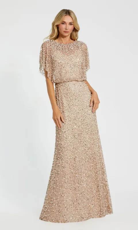 Beaded Long Nude Evening Gown: Mac Duggal 14523 sold by PromGirl