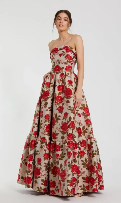 Strapless Print Formal Dress: Mac Duggal 11827 sold by PromGirl