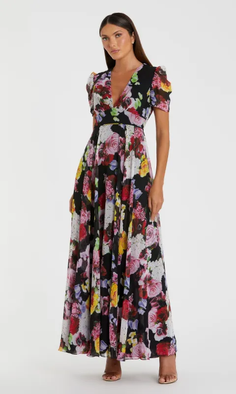 Short Sleeve Print Formal Dress: Mac Duggal 55933 sold by PromGirl