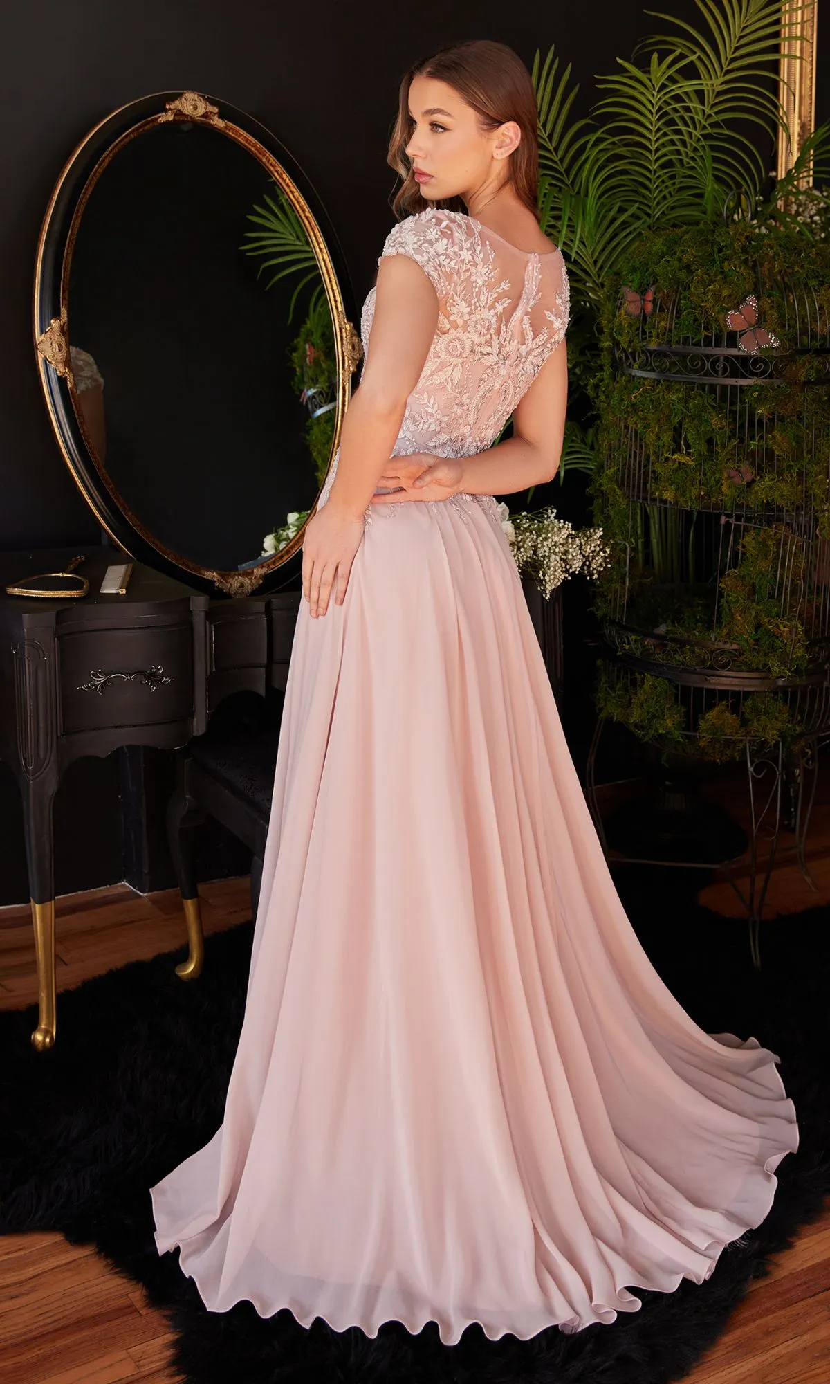 ★Rose Frantz★ Plum Long Dress (2色) Illusion Lace Bodice Dress - Richard Designs