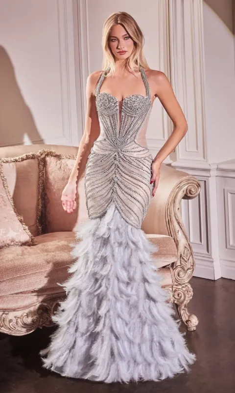 Silver Mermaid Prom Dress: Ladivine CC4030 sold by PromGirl