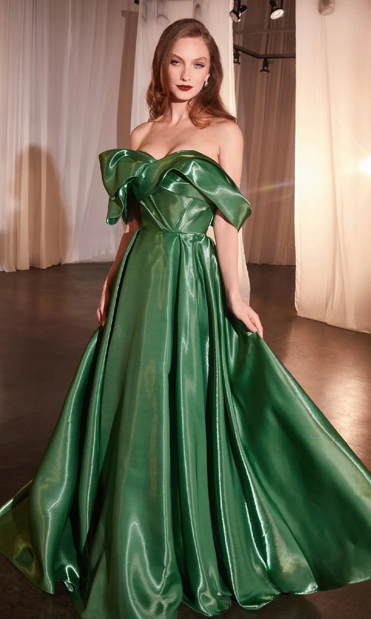 Off-Shoulder Organza Prom Gown: Ladivine CD801 sold by PromGirl product image thumbnail 3