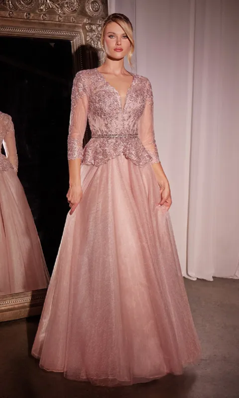 Long Dusty Rose Pink Formal Dress: Ladivine CD789 sold by PromGirl