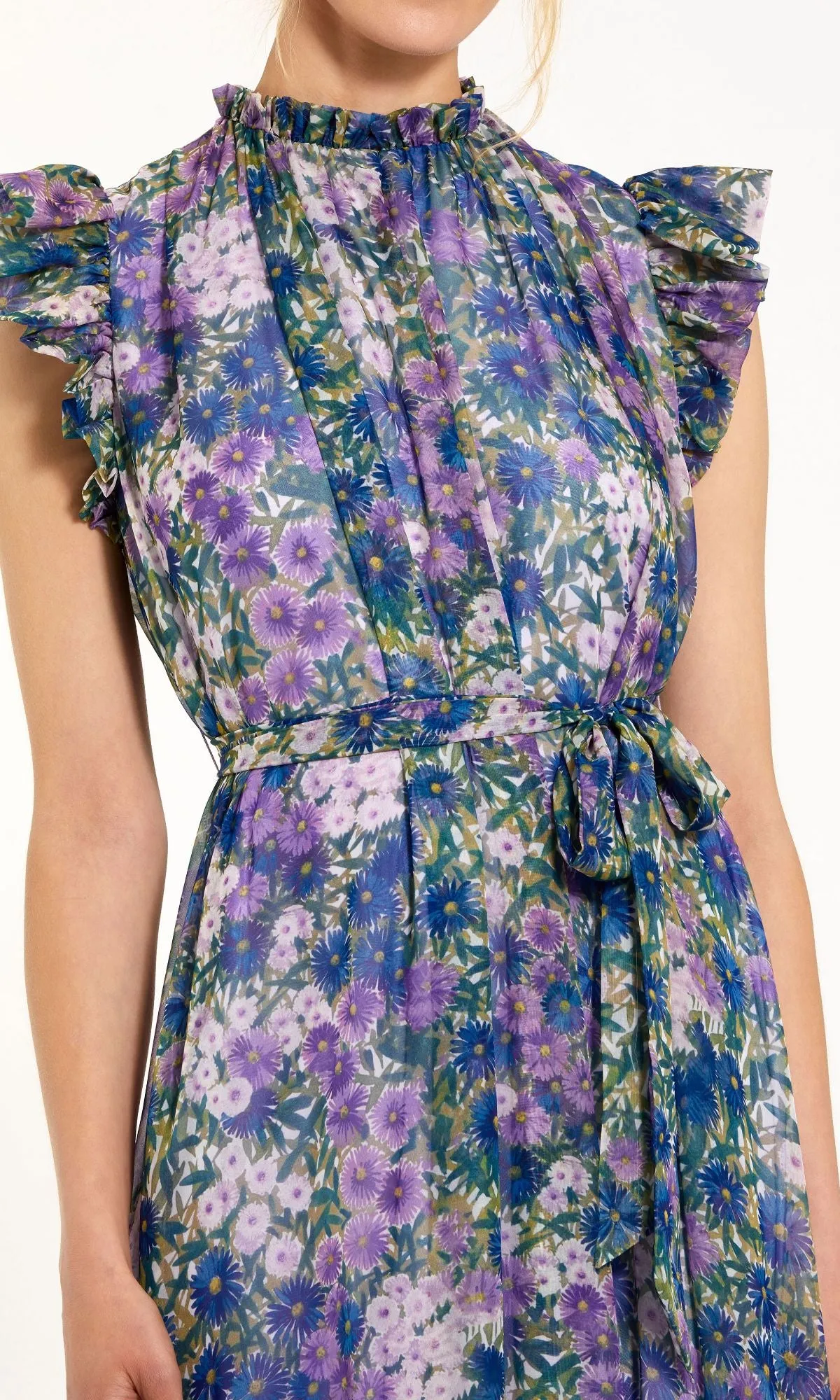 Lilac Floral-Print Formal Gown: Mac Duggal 56116 sold by PromGirl product image thumbnail 3