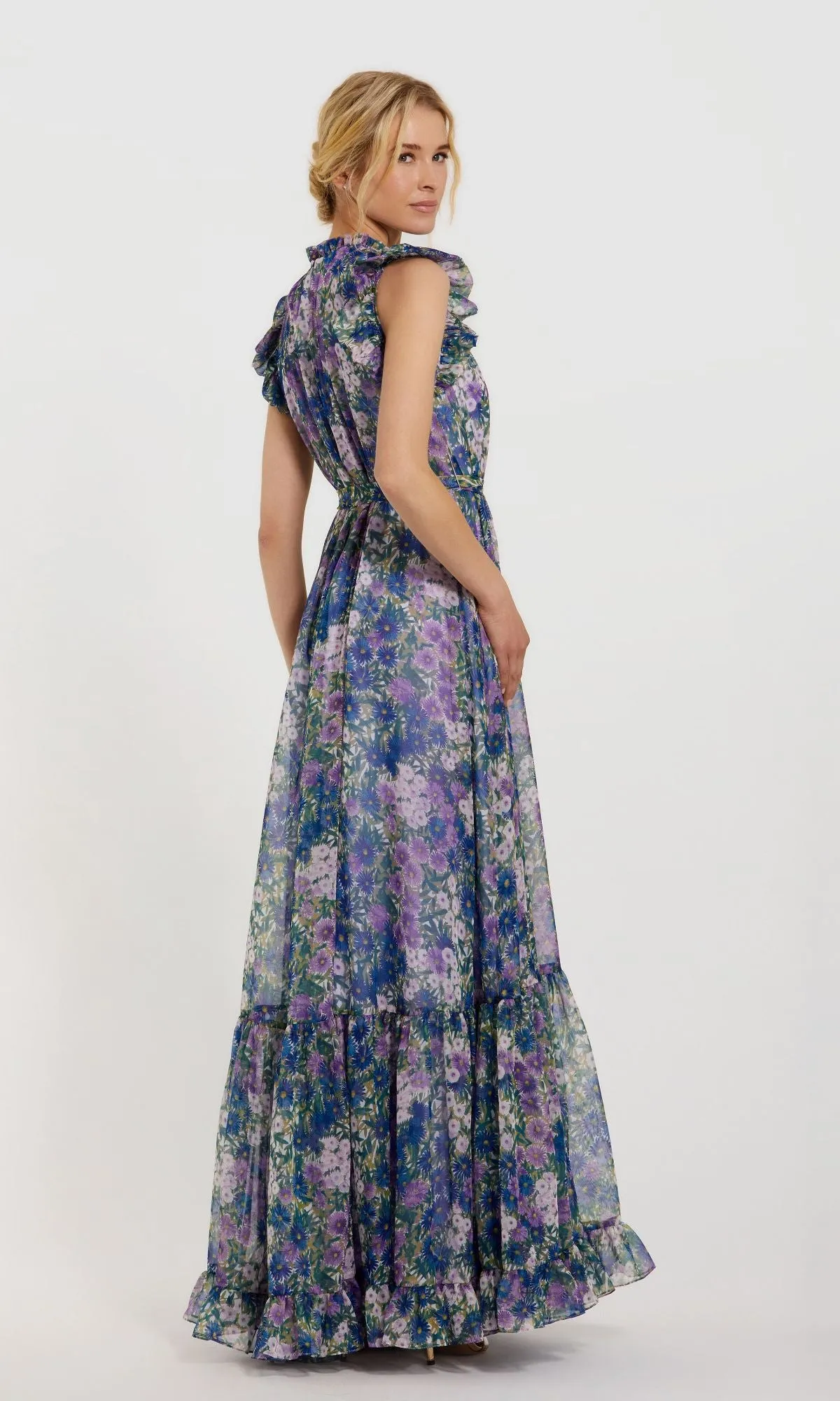 Lilac Floral-Print Formal Gown: Mac Duggal 56116 sold by PromGirl product image thumbnail 2