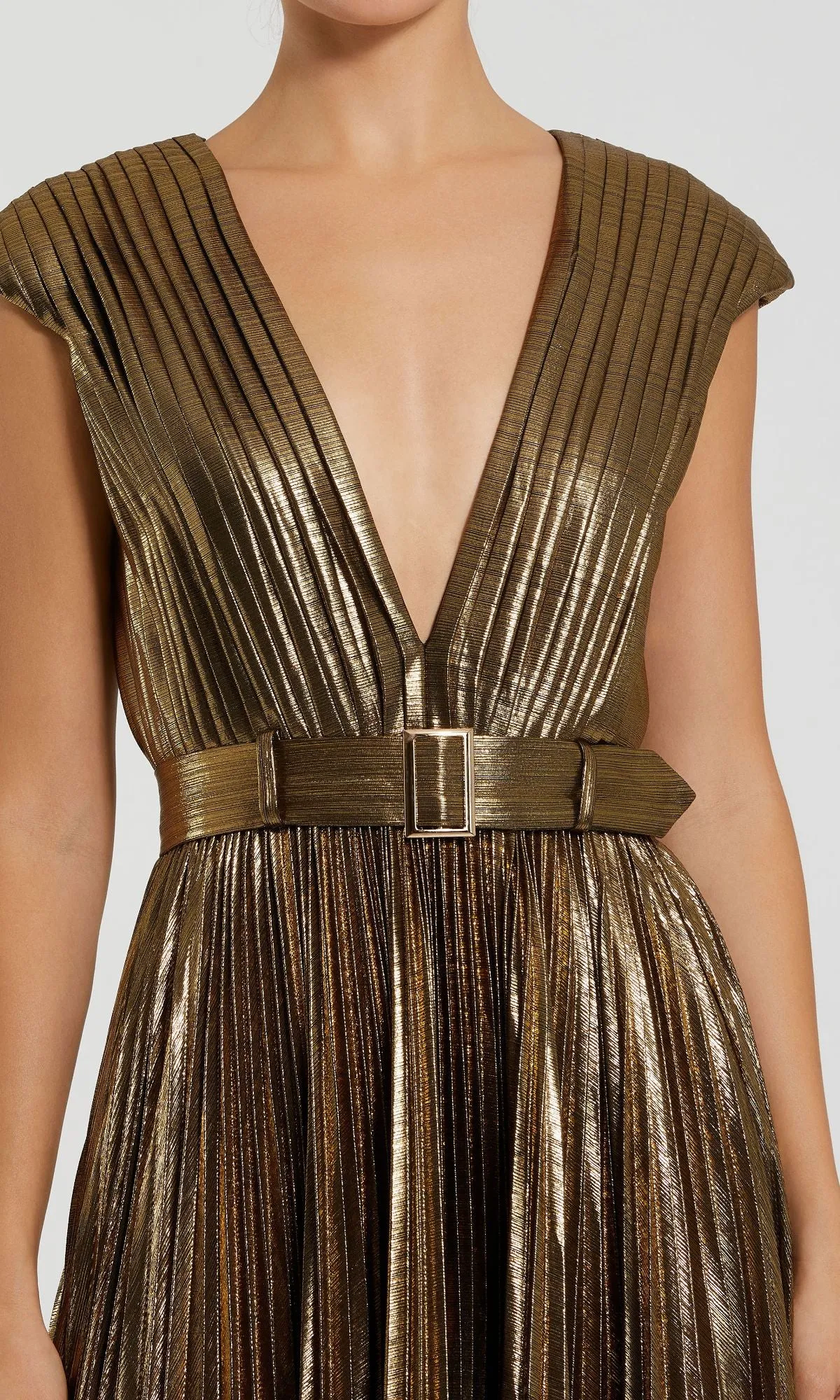 Pleated Long Bronze Evening Gown: Mac Duggal 27215 sold by PromGirl product image thumbnail 3