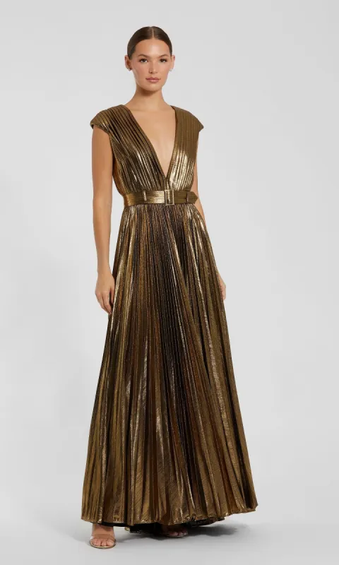 Pleated Long Bronze Evening Gown: Mac Duggal 27215 sold by PromGirl