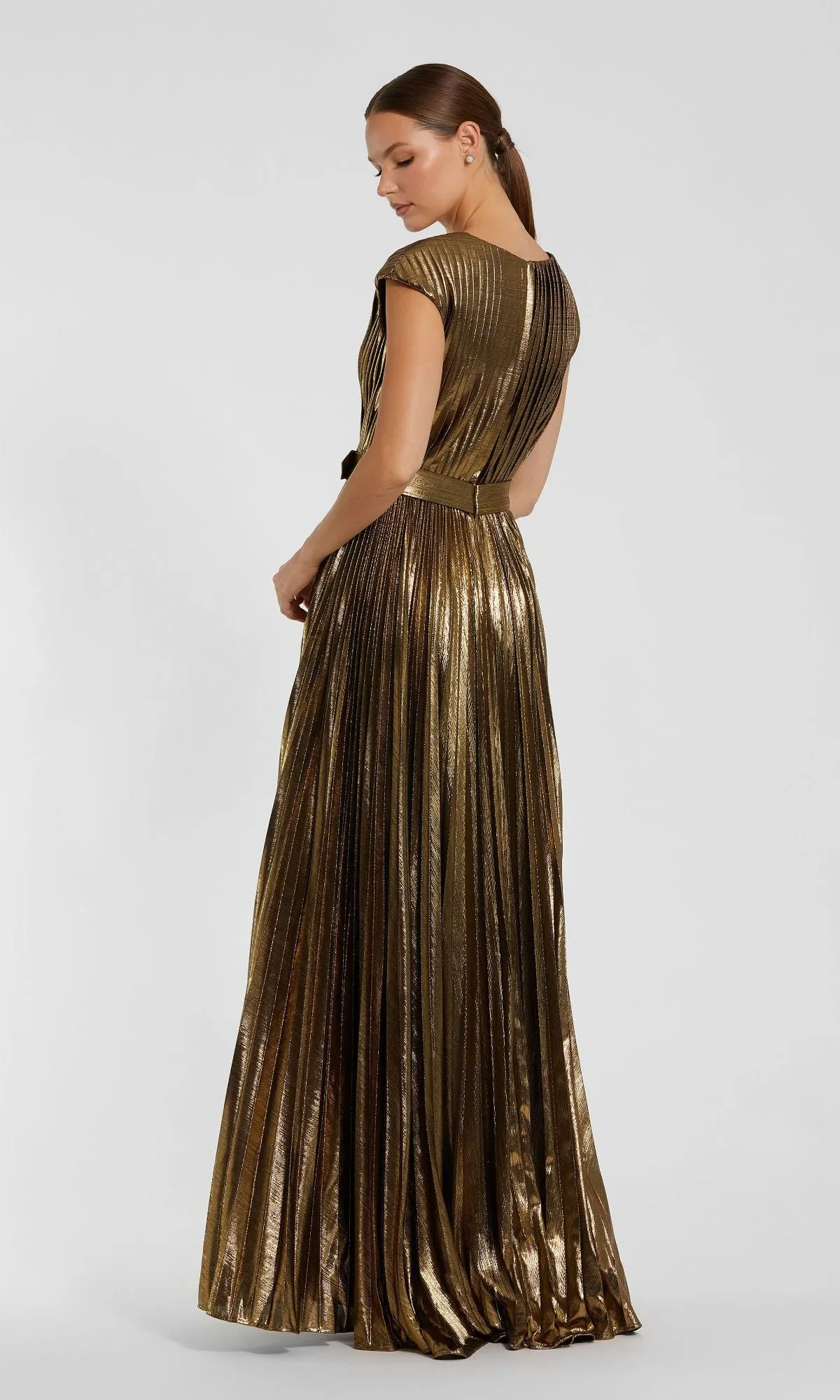 Pleated Long Bronze Evening Gown: Mac Duggal 27215 sold by PromGirl product image thumbnail 2
