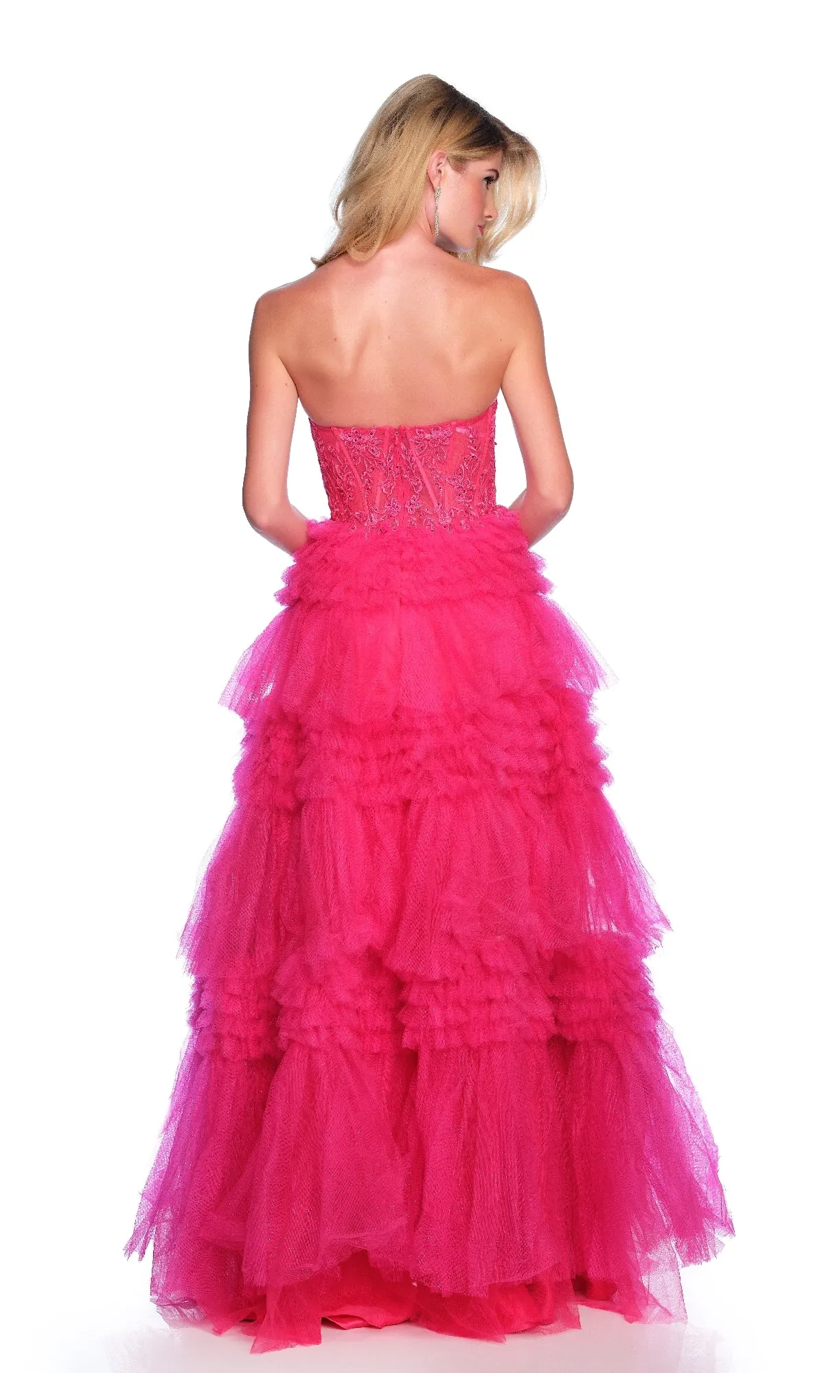 Fuchsia Pink Prom Ball Gown: Dave & Johnny 11845 sold by PromGirl product image thumbnail 2