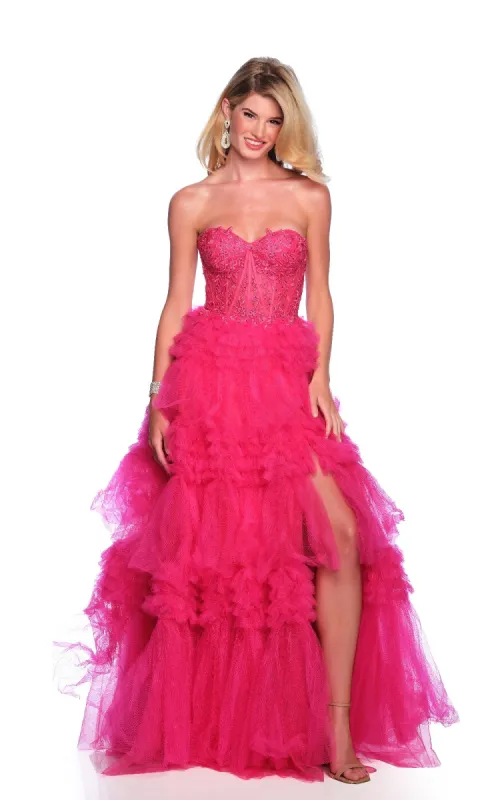 Fuchsia Pink Prom Ball Gown: Dave & Johnny 11845 sold by PromGirl