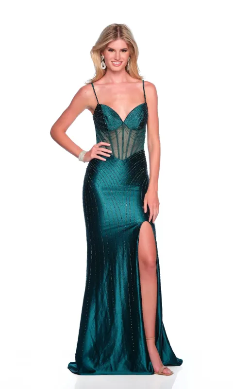 Long Emerald Prom Dress: Dave & Johnny 11843 sold by PromGirl
