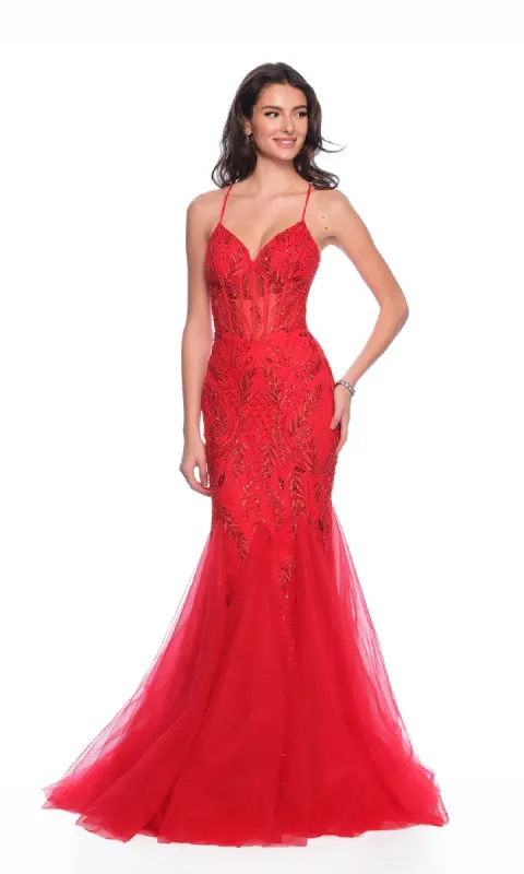 Red Mermaid Prom Dress: Dave & Johnny 11837 sold by PromGirl