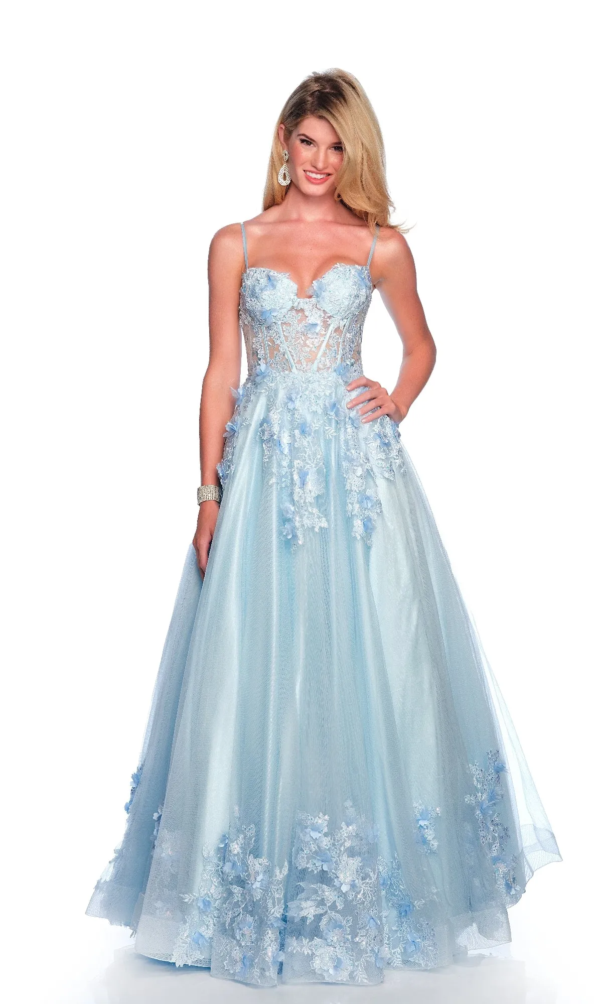 Long Light Blue Prom Dress: Dave & Johnny 11801 sold by PromGirl