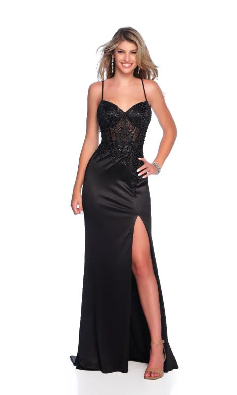 Long Black Prom Dress: Dave & Johnny 11791 sold by PromGirl
