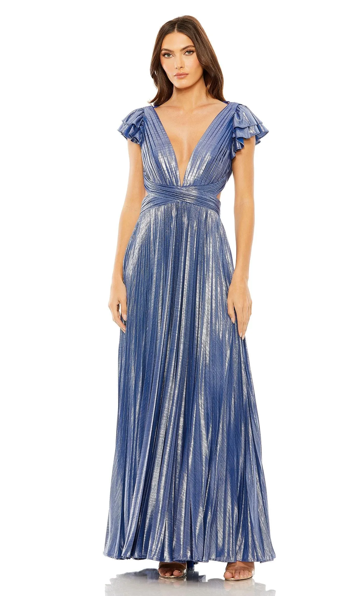 Short-Sleeve Pleat Evening Gown: Mac Duggal 27166 sold by PromGirl