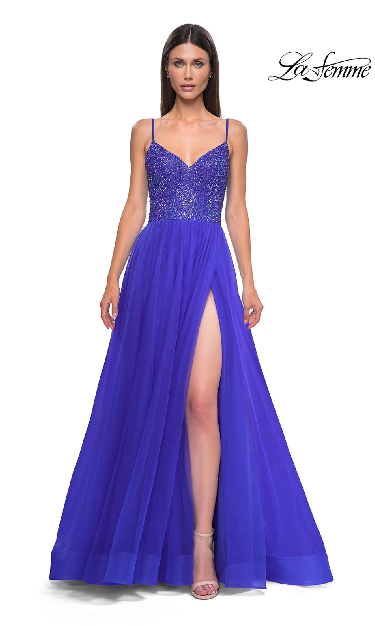 Beaded-Bodice Long Prom Ball Gown: La Femme 32668 sold by PromGirl product image thumbnail 3