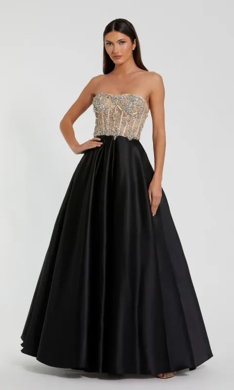 Strapless Black Prom Ball Gown: Mac Duggal 20701 sold by PromGirl