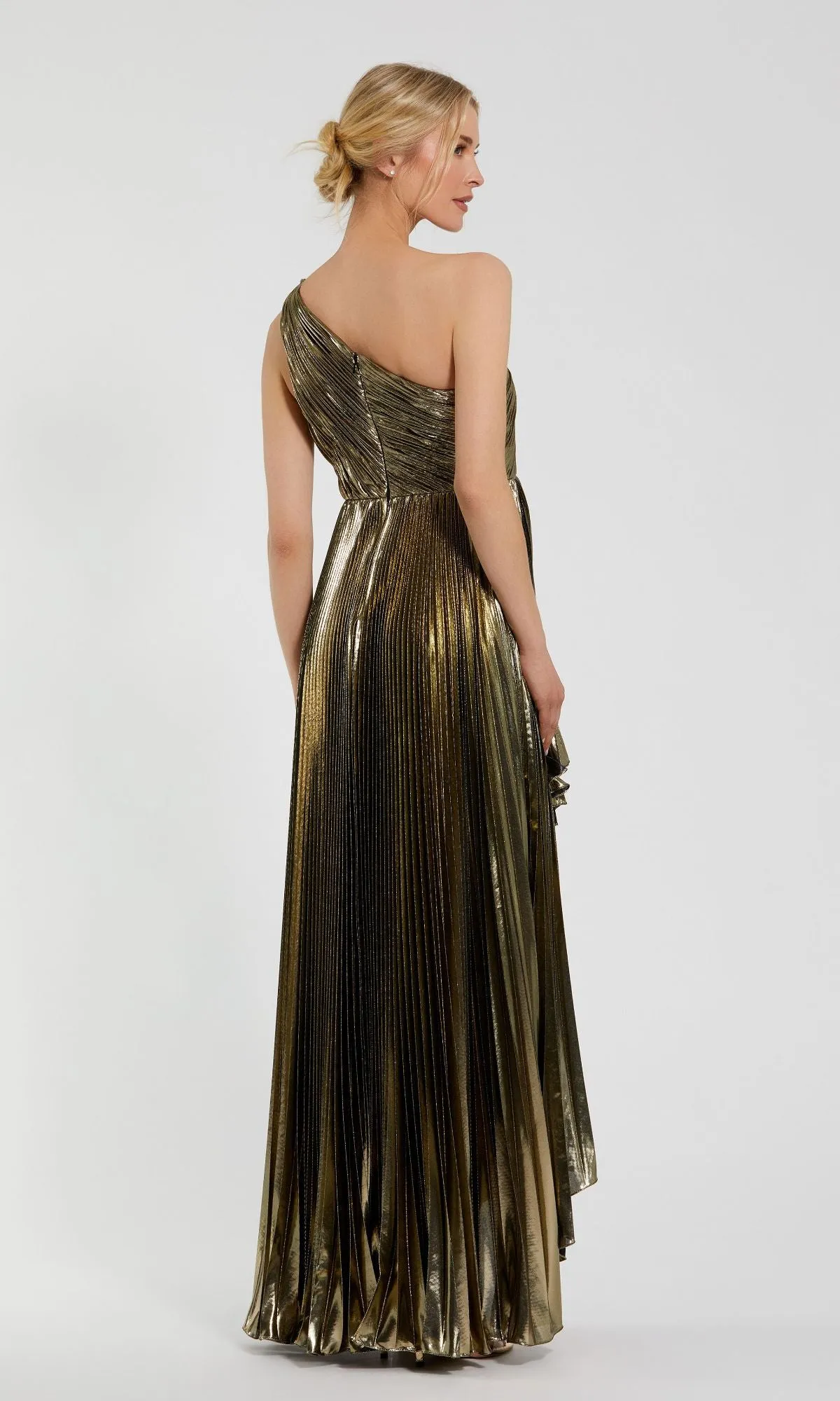 Gold Pleated Prom Dress: Mac Duggal 49910 sold by PromGirl product image thumbnail 2