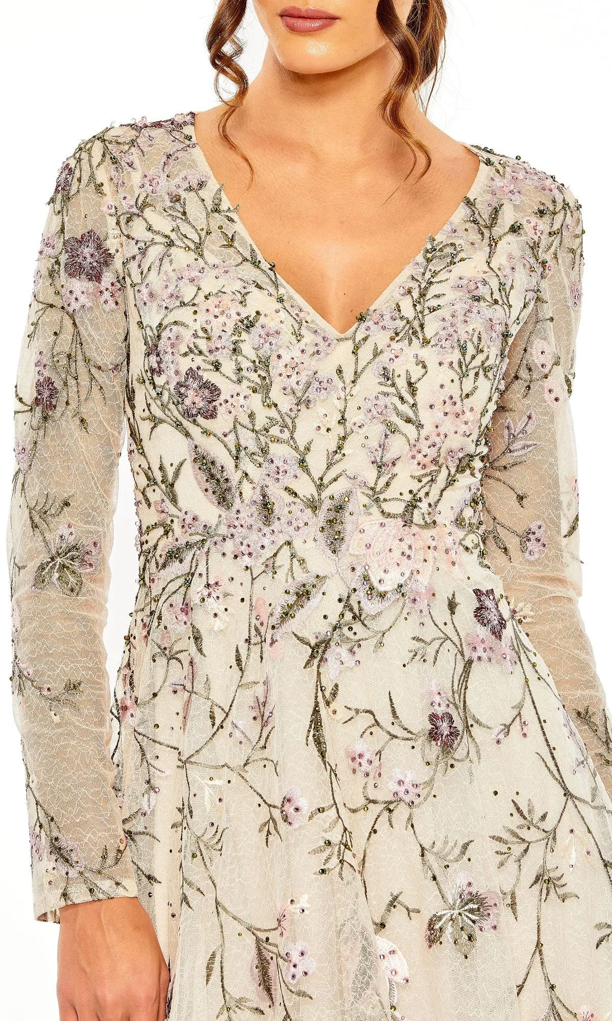 Long Sleeve Pink Evening Gown: Mac Duggal 20480 sold by PromGirl product image thumbnail 3