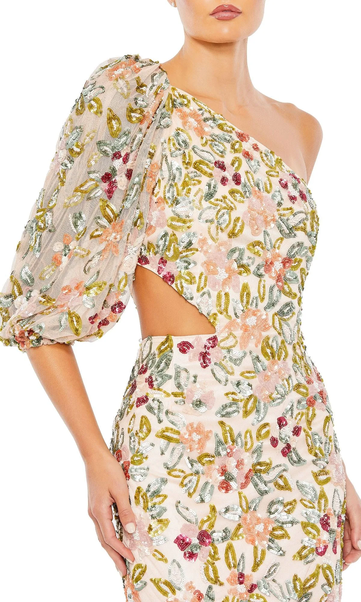 Floral-Sequin Long Formal Dress: Mac Duggal A5567 sold by PromGirl product image thumbnail 3