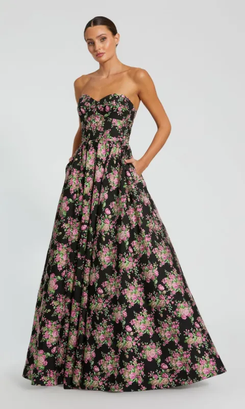 Strapless Print Formal Dress: Mac Duggal 68780 sold by PromGirl