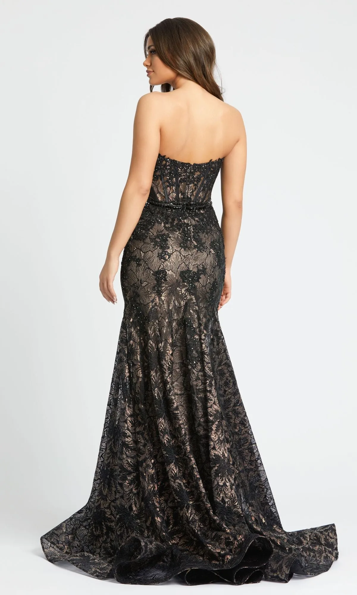 Strapless Black Lace Prom Gown: Mac Duggal 79308 sold by PromGirl product image thumbnail 2