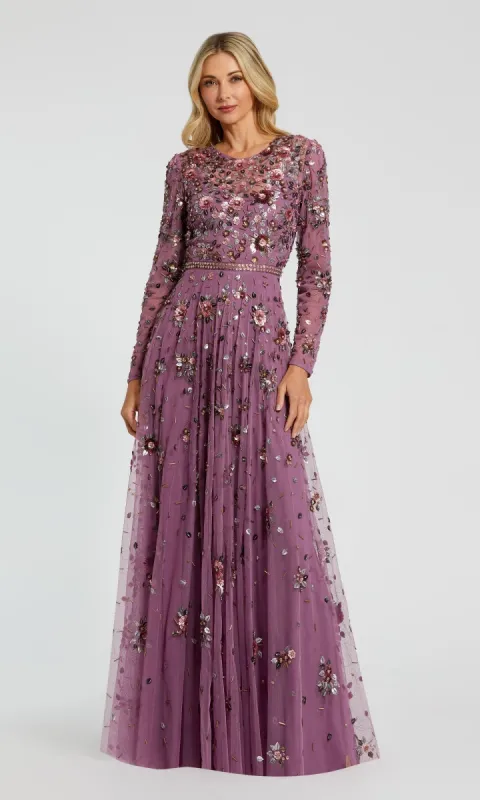 Long Sleeve Beaded Formal Dress: Mac Duggal 10063 sold by PromGirl