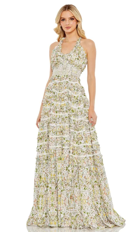 Long Floral-Print Formal Dress: Mac Duggal 8023 sold by PromGirl