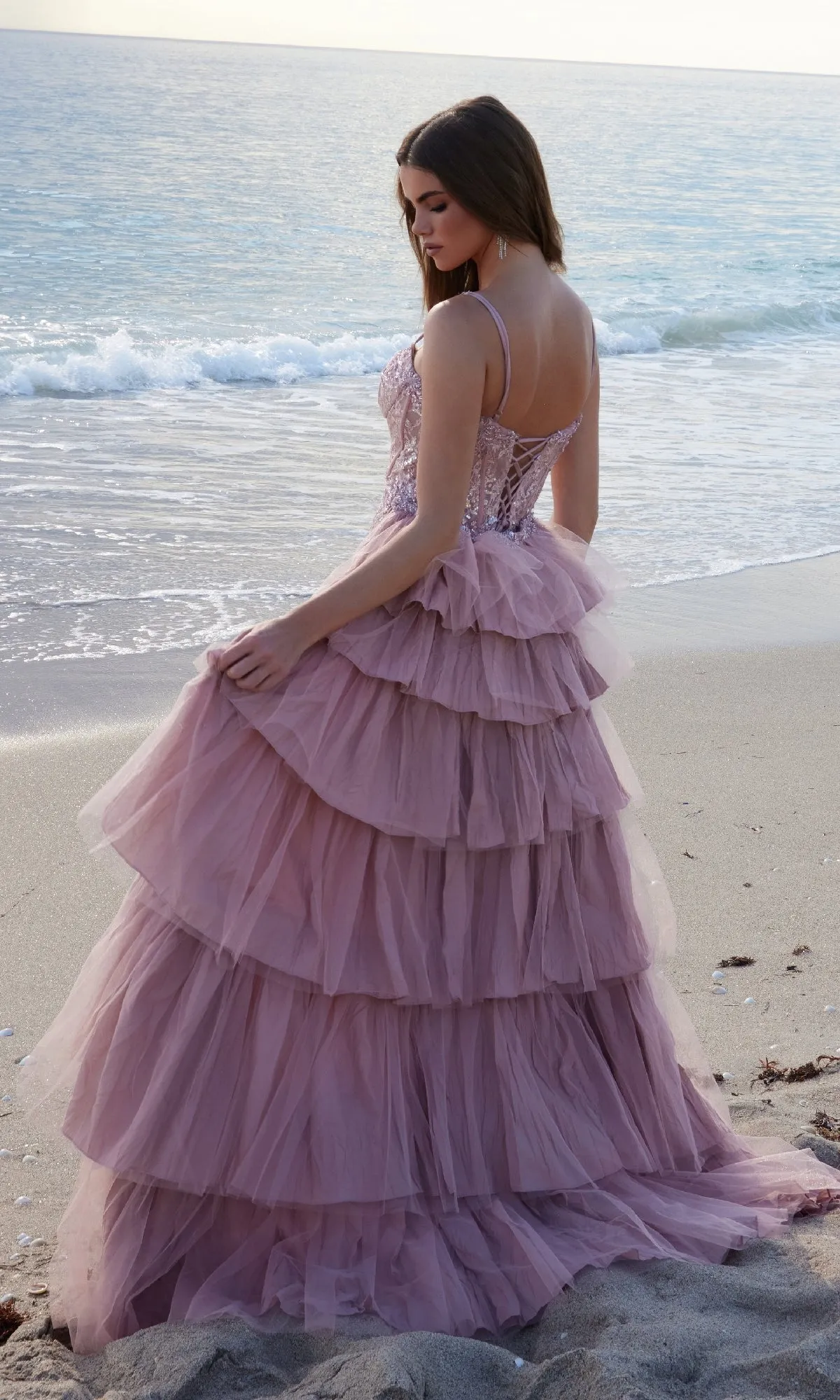 Overskirt Long Lace Prom Dress: Nox Anabel Y1544 sold by PromGirl product image thumbnail 2